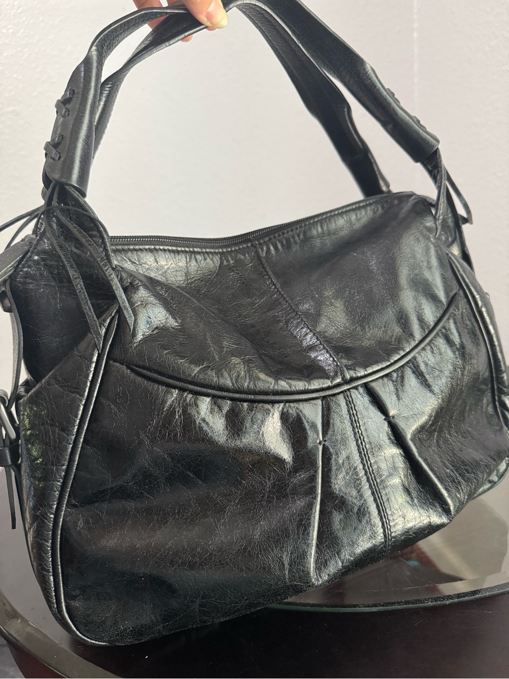 Francesco Biasia Black Leather-Effect Shoulder Bag